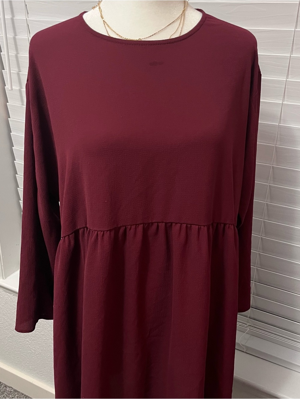 ASOS Long Sleeve Peplum Tunic Top - Burgundy